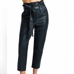 Rachel Zoe (2 XL) Black Faux Leather Streetwear Minimalist Waist Pants NWOT